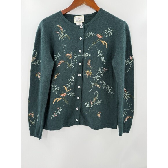 Susan Bristol Cardigan Lambswool/Angora Rabbit Sweater Embroidered PETITE SMALL - Picture 1 of 13